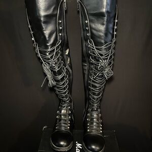 Black high knee boots